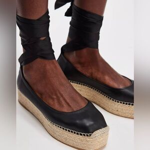 Free People Black Espadrille Wedge Shoes